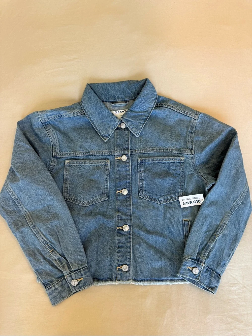 Old Navy Light Blue Denim Jacket with Large Flower Patch